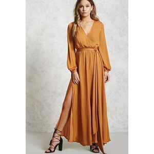 Forever 21 Hunter Belted Surplice Maxi Dress SZ L